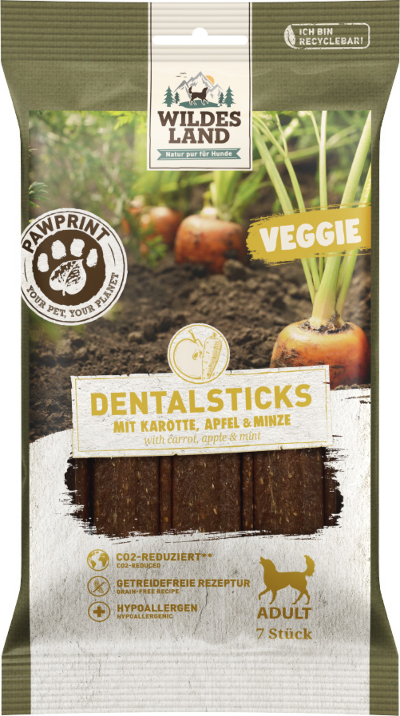 Wildes Land Dog snack dental sticks with carrot veggie