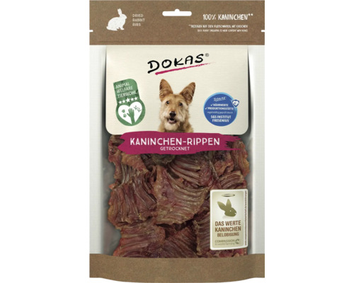 DOKAS Rabbit Ribs with Meat Dog Snack 100g Chew, Training Snack