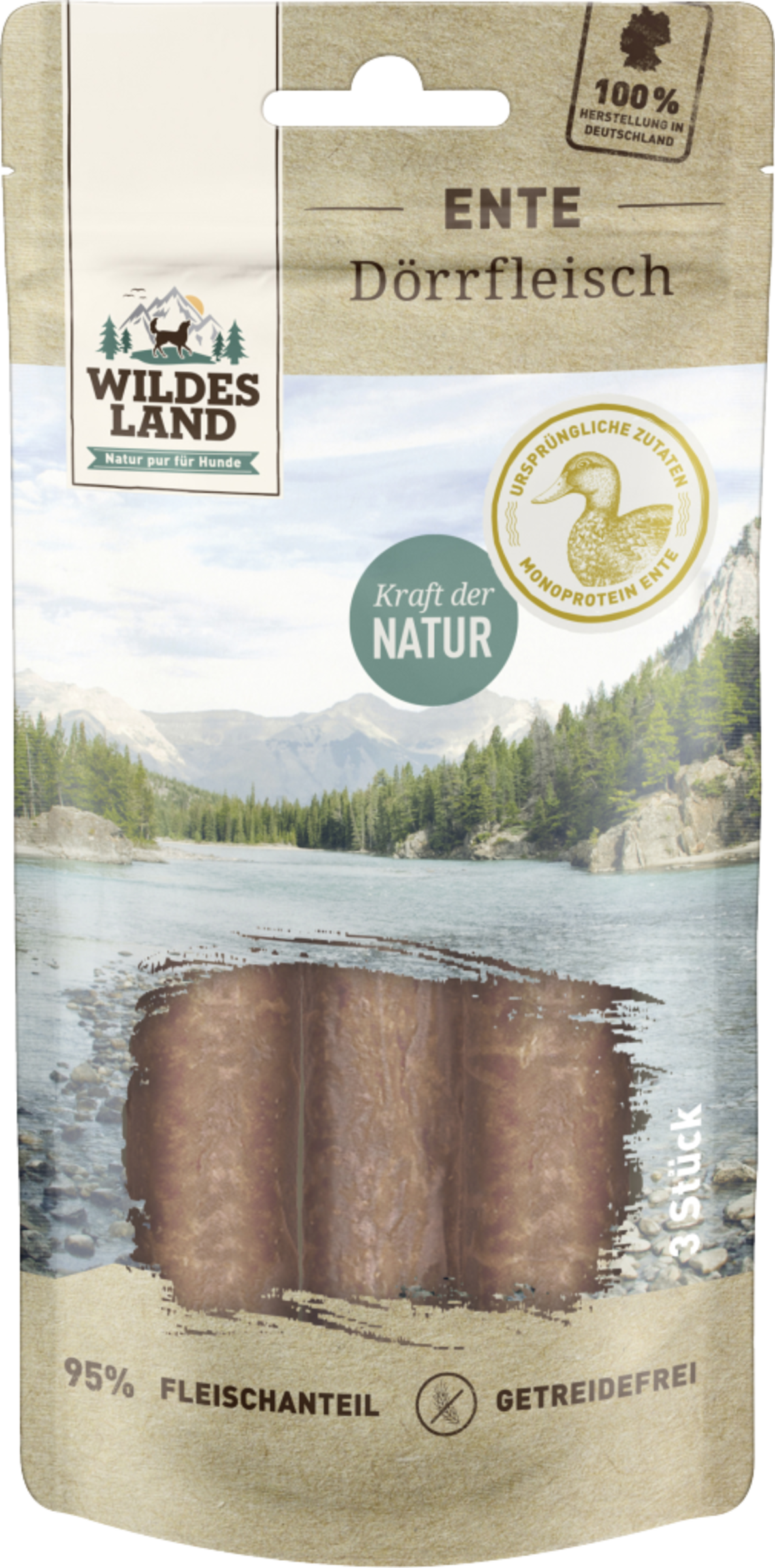 Wildes Land Dog snack Duck Dörrfleisch 3 Series