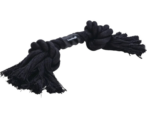 Beeztees cotton knot dog toy, size S, two knots, black, approx. 30 x 7.5 x 6 cm, approx. 205 g