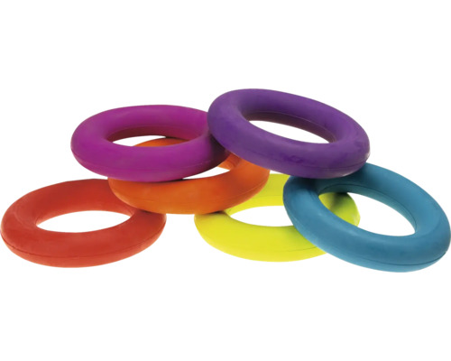 Karlie Ring dog toy, rubber, assorted colors, approx. 9 x 9 x 1.5 cm, blue, yellow, orange, fetch toy