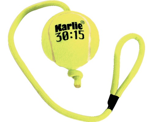 Dog toy Karlie tennis ball with rope 6 cm yellow