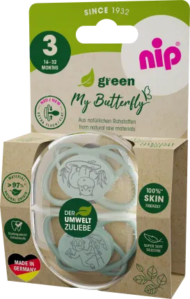 NIP Schnuller Green My Butterfly Silicone, Mint/Green, Gr. 3, 16-32 months ,, 2 hours