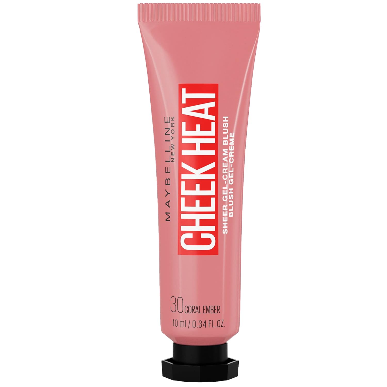 Maybelline New York Cheek Heat Blush, Blush, Gel Formula, Water Based Color Pigments, Glossy Finish 30 Coral Amber.