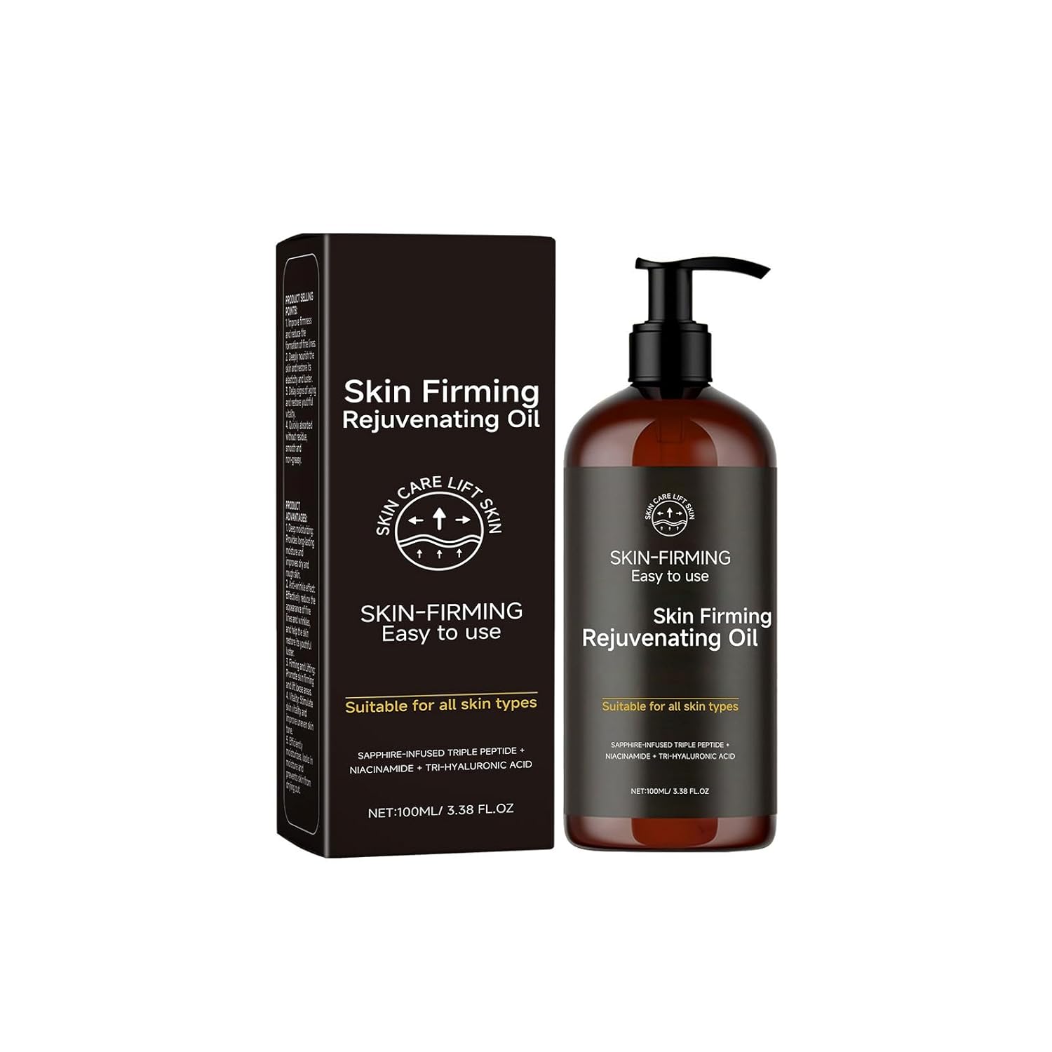 Generic Body Oil for Wrinkles for Smooth Skin, Luxury Moisturising Cream for Smoothing and Firming (100 ml) CjQ539 (Bronze, 4.1 x 4.1 x 13 cm)