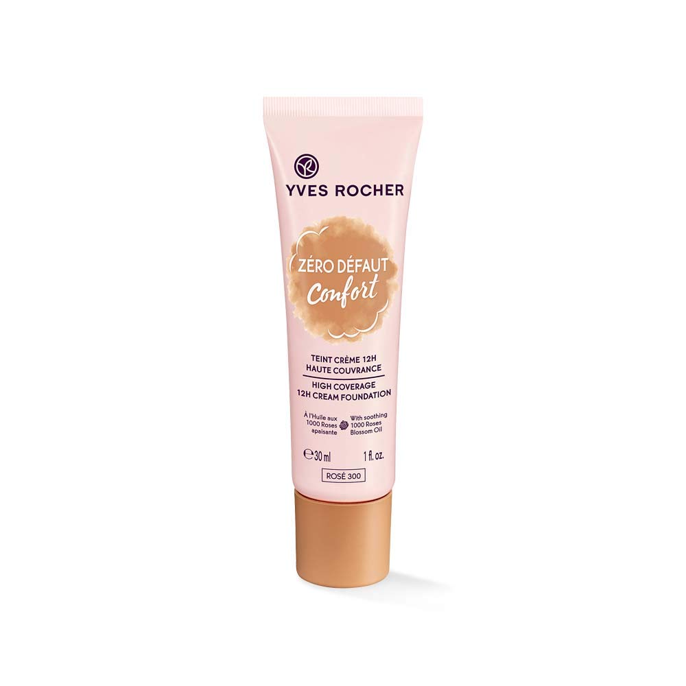 Yves Rocher COULEURS NATURE Cream Make-Up 12 Hours, High Coverage, Rose 300, 1 x Glass Jar 40 ml, ‎rose 300