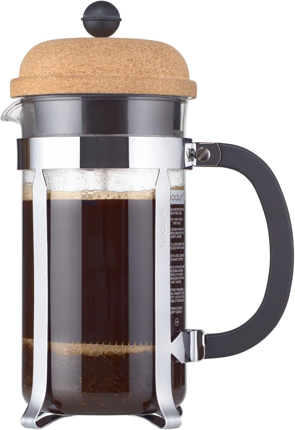 BODUM 1928-109s Plunger Cafetiere 8 Cup, 1.0 l, transparent, glass, cork, 10.6 cm