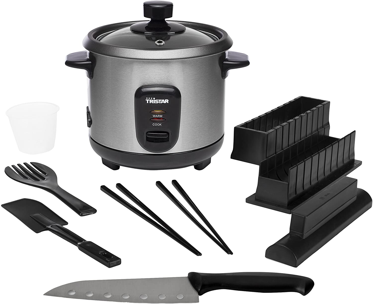 Tristar RK-6140 Rice Cooker - Capacity 0.6 Litre - Rice for up to 3 People - Burning Protection - Keep Warm Function - Includes Sushi Set