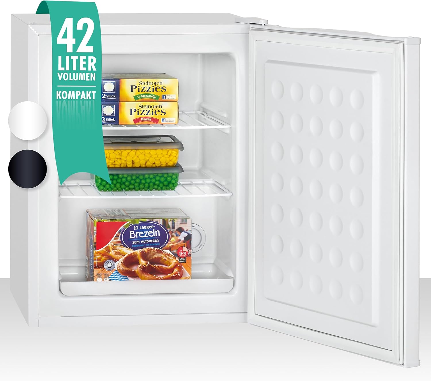 Bomann GB 7236 Mini Freezer Electric Free-Standing 42 Litres Freezer Perfect for Camping and Smaller Households, Interchangeable Door Stop, White [Energy Class E]