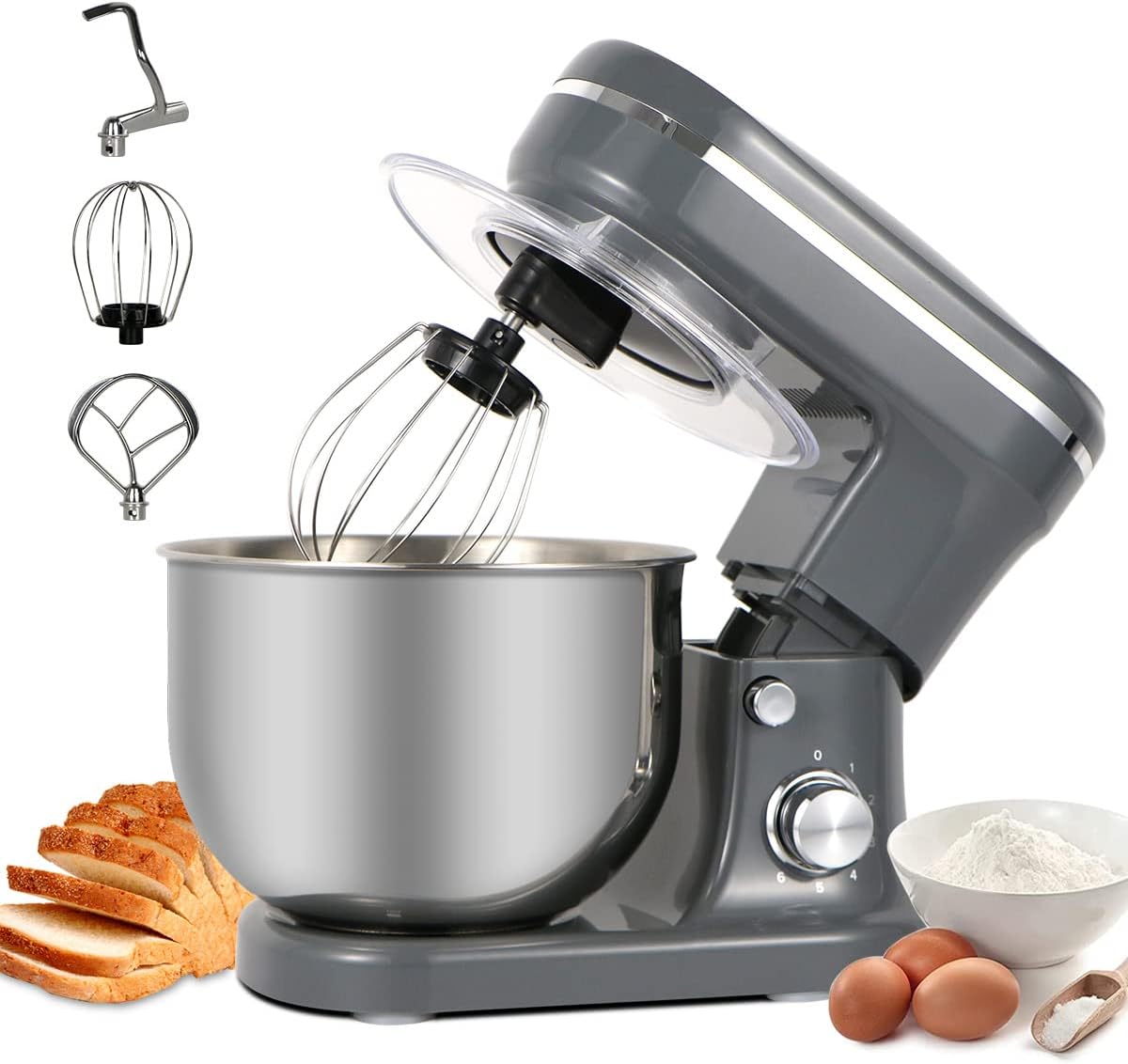 Superlex 6-in-1 Food Processor, 1200 Watt, Dough Machine, Kneading Machine, Mixing Machine with Planetary Mixing System, with 5 Litre Stainless Steel Bowl