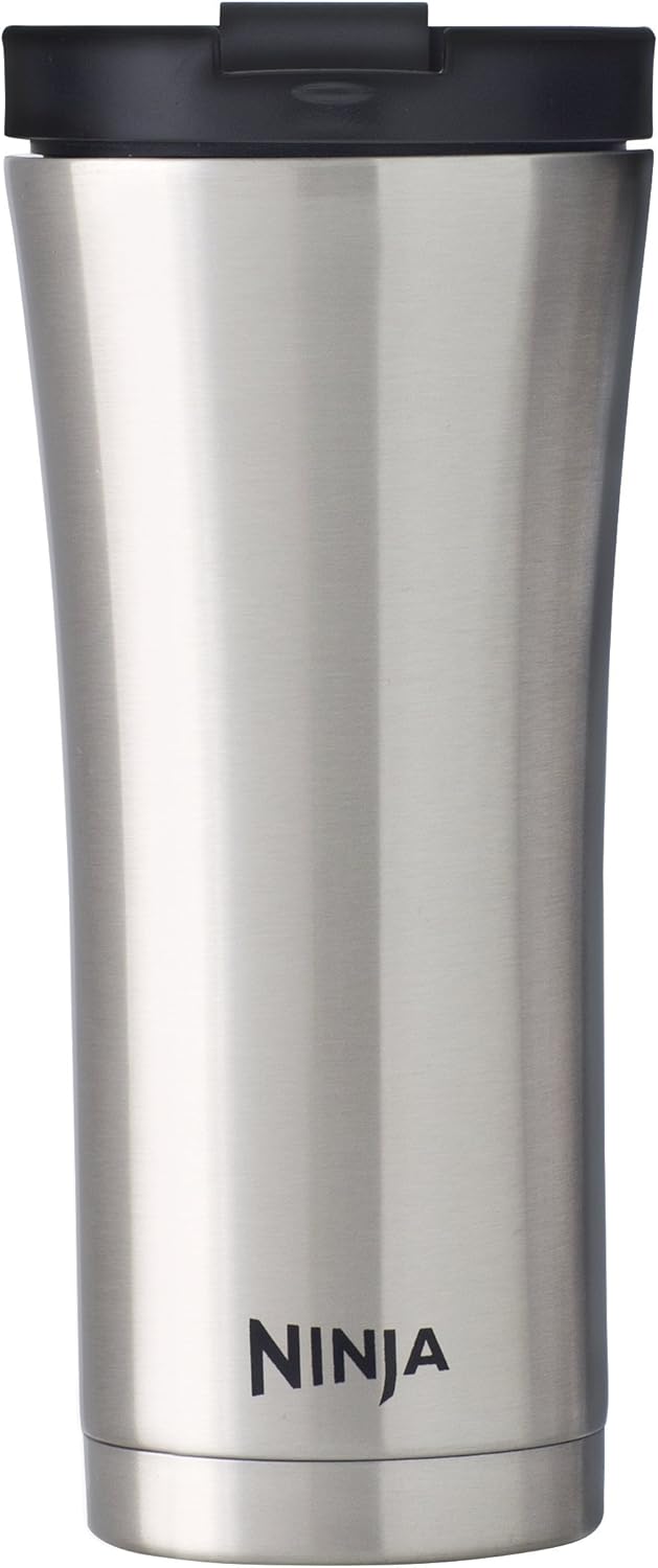 Ninja Travel Mug, 16 oz, Stainless Steel/Black by SharkNinja
