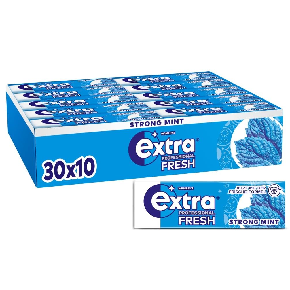 EXTRA Store Extra Professional Fresh Strong Mint, Sugar-Free Chewing Gum, Multipack with 30 x 10 Dragees, For Fresh Breath