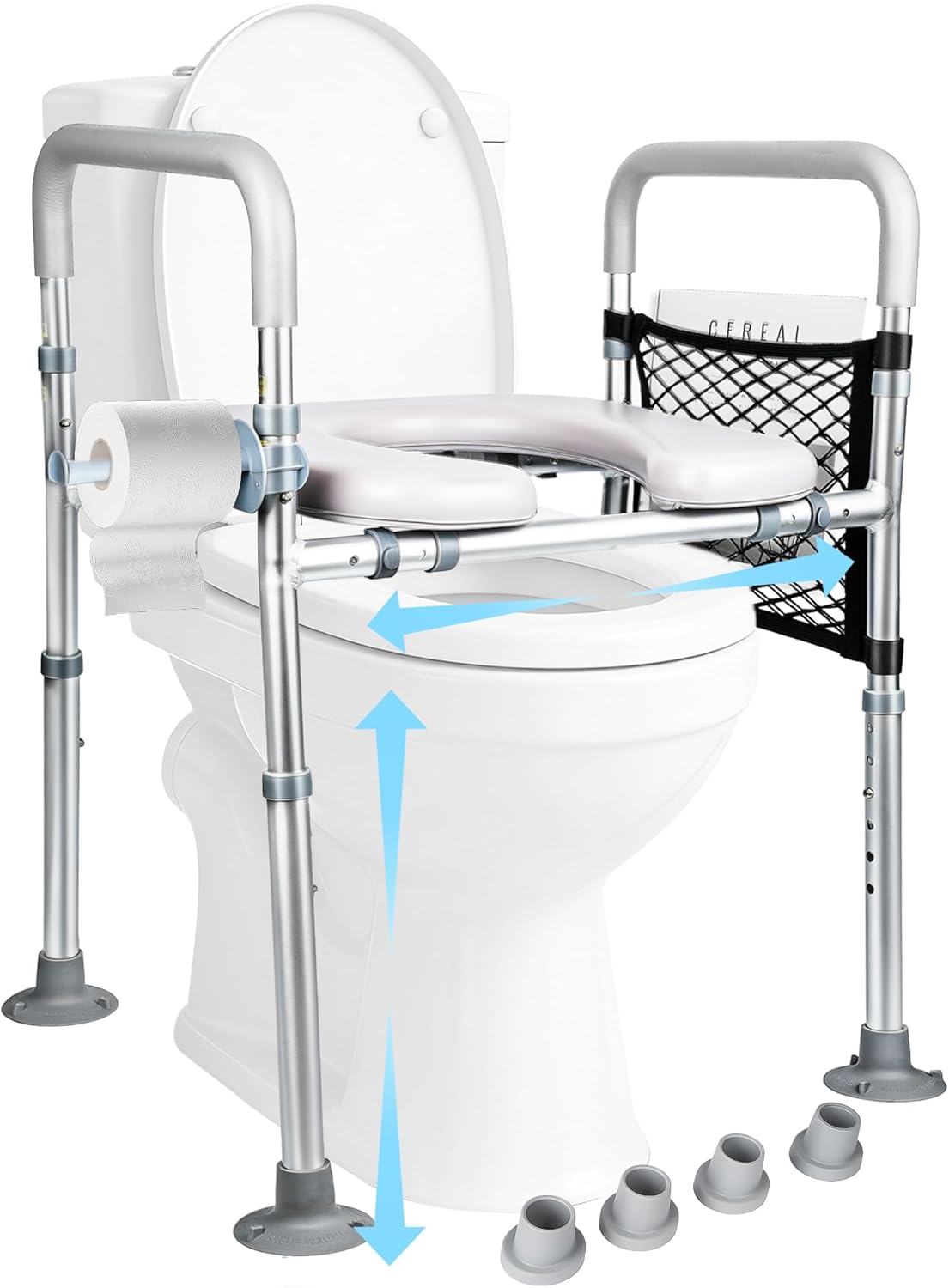 LAOYE Store Toilet Seat Raiser with Armrests Toilet Seat Raiser Toilet Attachment for Seniors Raised Toilet Seat with Adjustable 6 Height/6 Width Toilet Raiser up to 180 kg