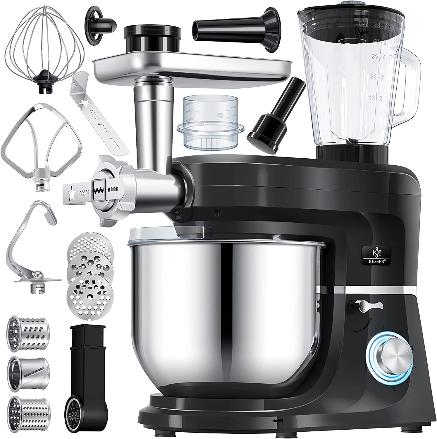 KESSER® 3-in-1 Universal Food Processor K-KM 3000 with Meat Mincer, Kneadin