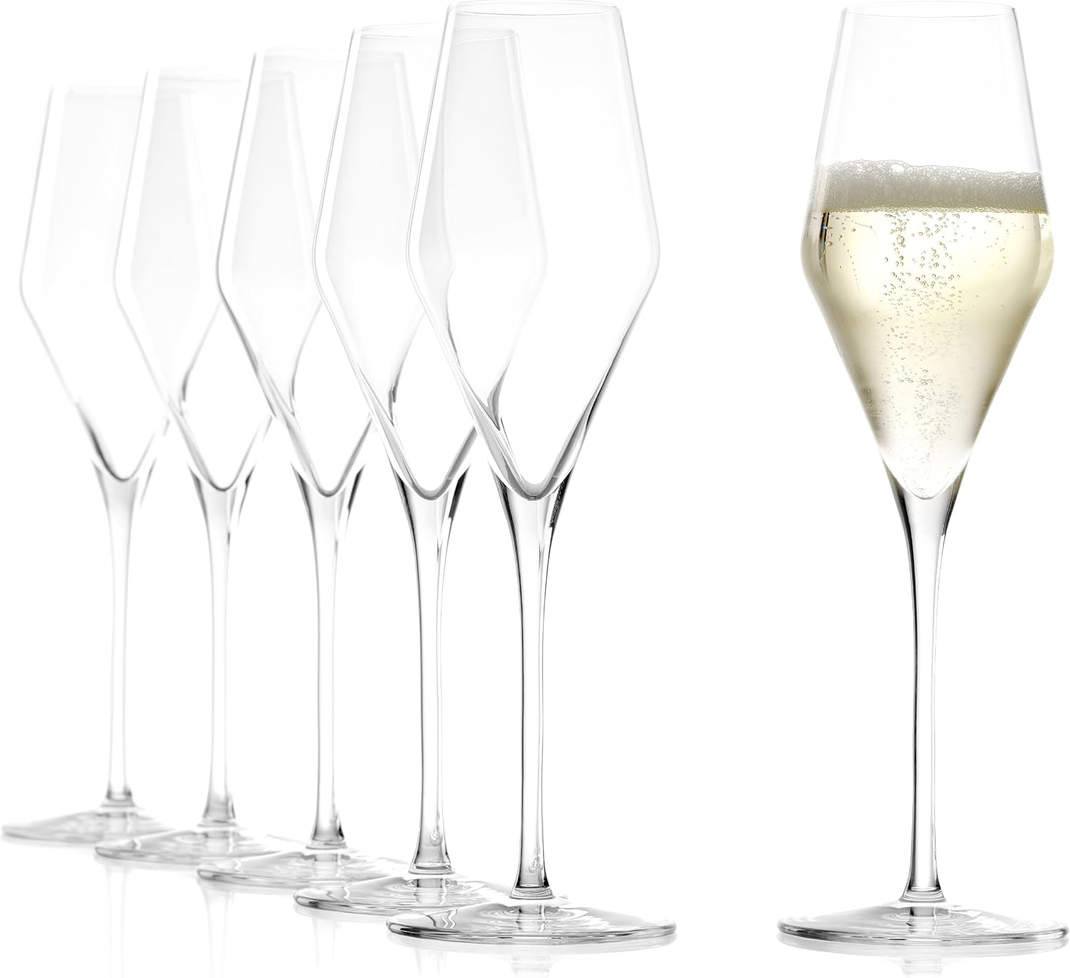 Stölzle Lausitz champagne glasses Quatrophil 292ml, set of 6 champagne glasses, like mouth-blown, dishwasher safe, high quality