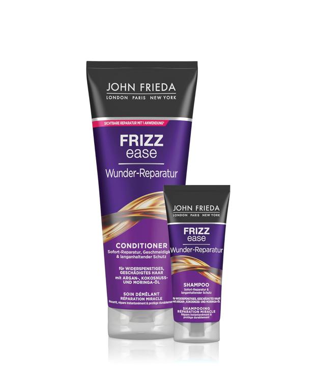 John Frieda Miracle Repair Conditioner + Free Mini Shampoo - Contents: 250ml + 50ml - Frizz Ease Series - Unruly Frizzy Hair
