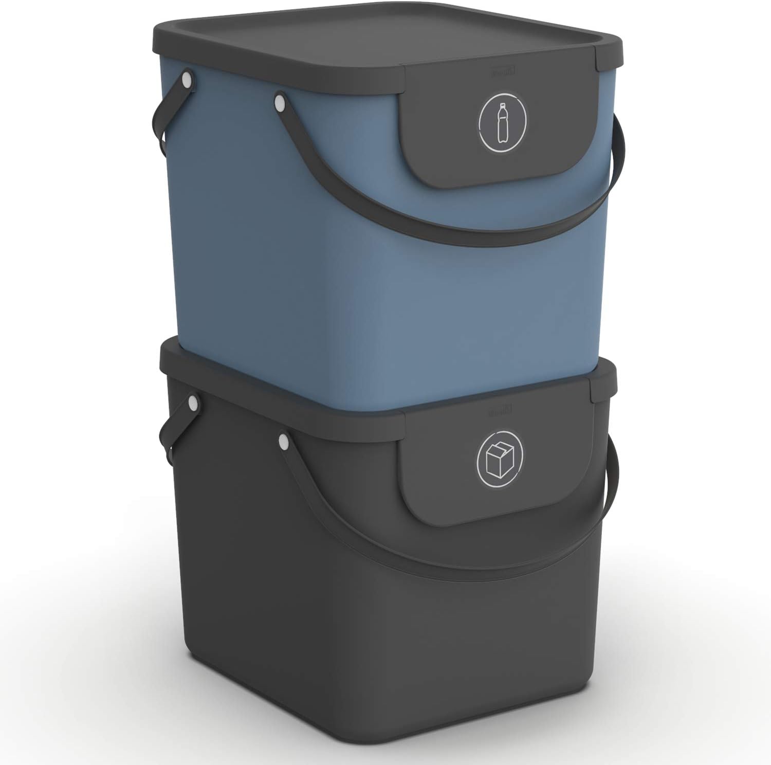 Rotho Albula Set of 2 Waste Separation System, 40 L, for the Kitchen, Plastic (PP) BPA-Free, Colorful