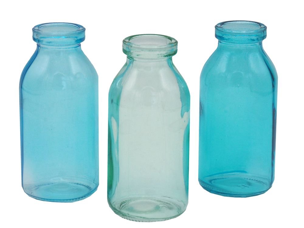 Unbekannt Unknown 3 Vases Turquoise Decorative Glass Flower Vase Decorative Summer