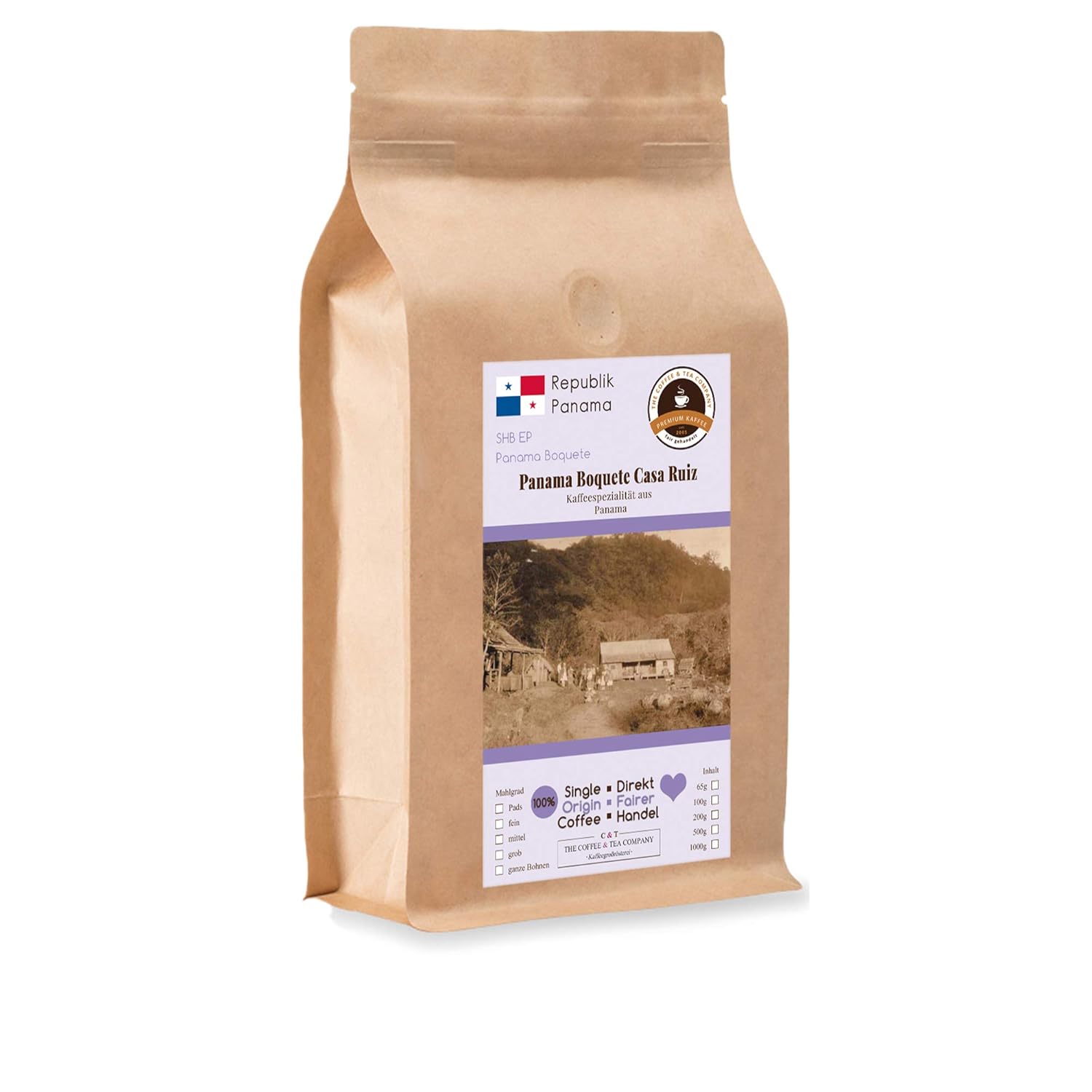 Kaffee Globetrotter Coffee Globetrotter - Coffee with Heart - Panama Boquete Casa Ruiz - 200 g Medium Ground - for Coffee Filter Machine, Hand Filter - Top Coffee Fair Trade Supports Social Projects