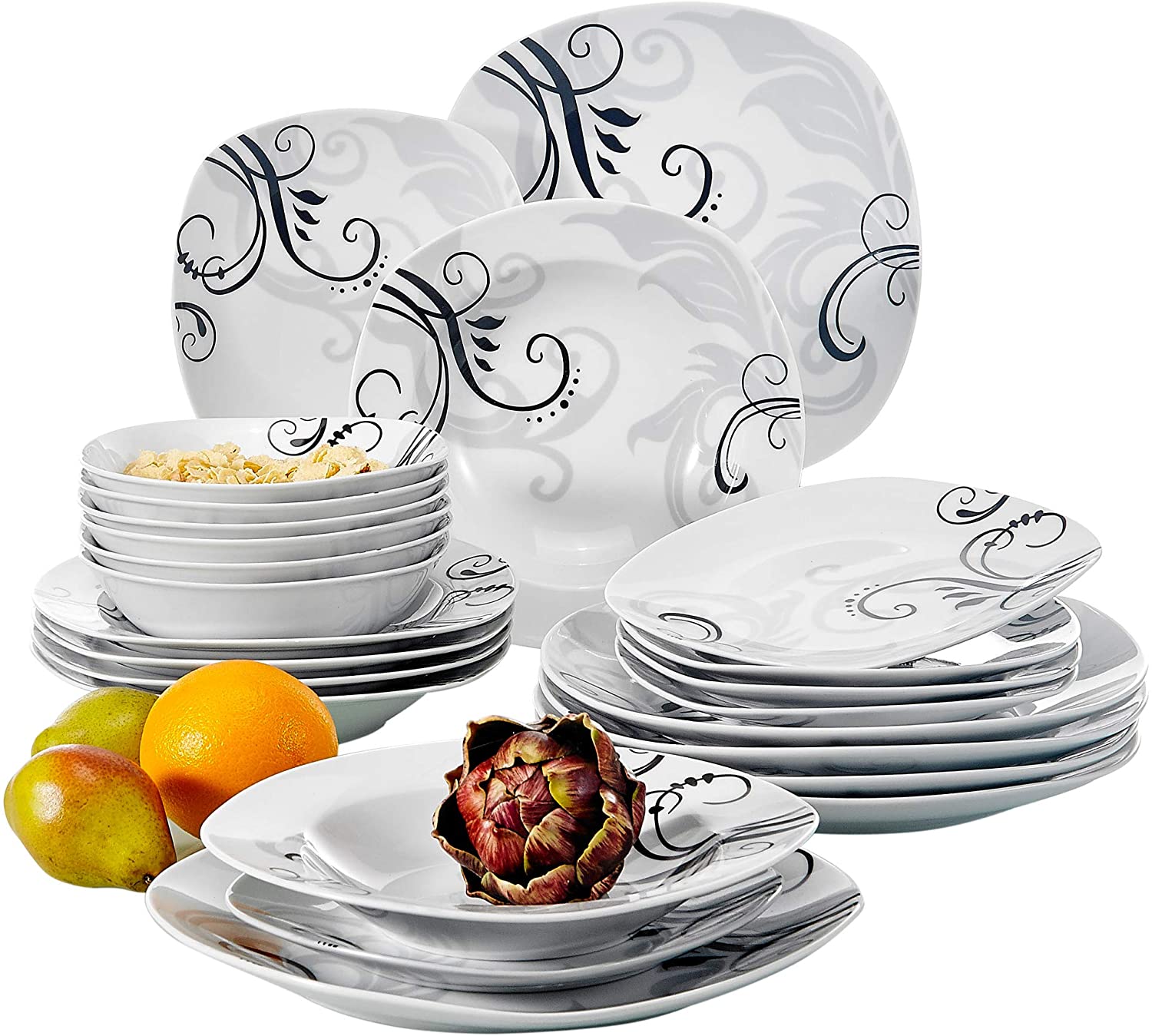 VEWEET Vewett Zoey dinner service in porcelain, 18/36 pieces, crockery set, 20/40 pieces, breakfast service, 24/48 pieces. dinner service, 30/60 pieces.