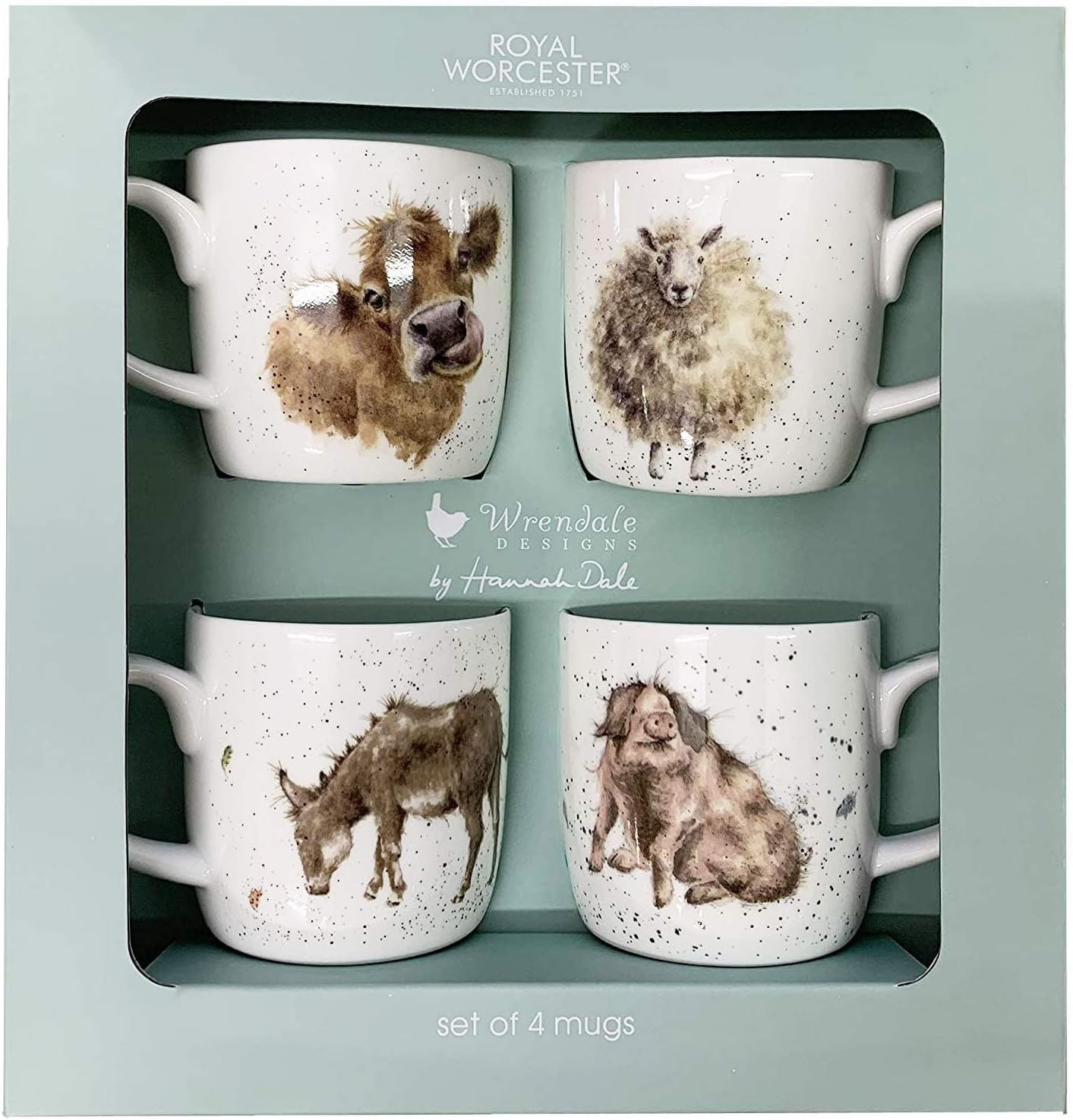 Portmeirion Wrendale Designs Royal Worcester MMV3969-XG Set of 4 Summer Mugs