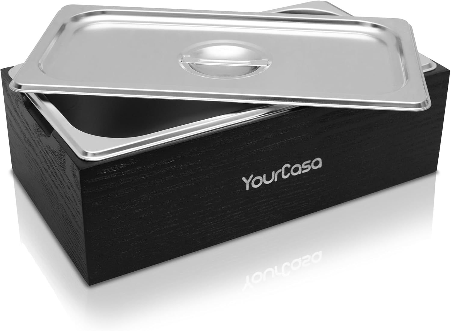 YourCasa Organic Kitchen Waste Bin, 4.3 L, Compost Bin in Natural Wood Design with Stainless Steel Insert and Lid, Dishwasher Safe, Odor-Proof & Plastic-Free, Small Organic Rubbish Bin for Organic