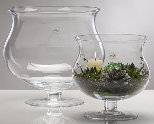Sandra Rich Glass Vase XL Glass Table Vase Flower Vase with Base 26 cm