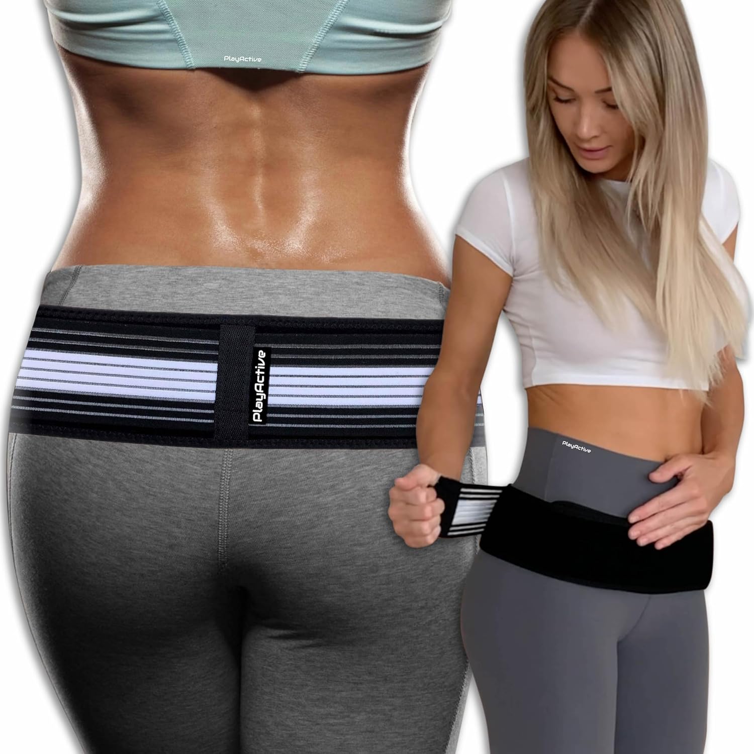 PlayActive Pelvic Belt, Hip Bandage - Hip Belt for Men and Women - Sciatica Bandage, ISG Belt for Hip Pain - Sacroiliac Belt, Sacroiliac Belt