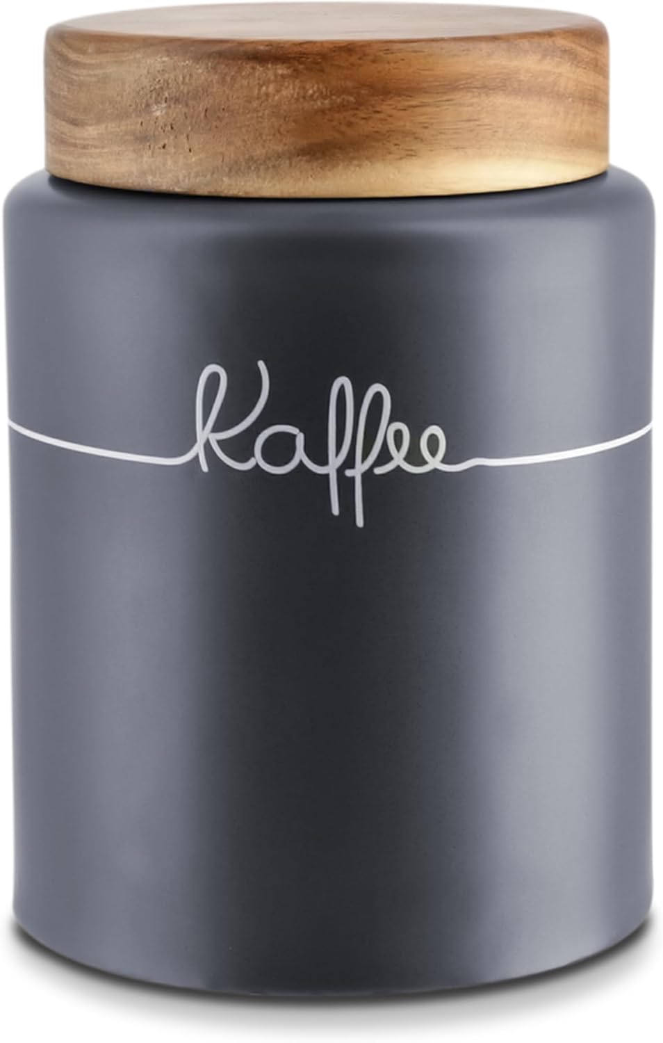 KHG Storage Jars Set Ceramic Anthracite Wood Lid Coffee Container Potato Box Onion, coffee