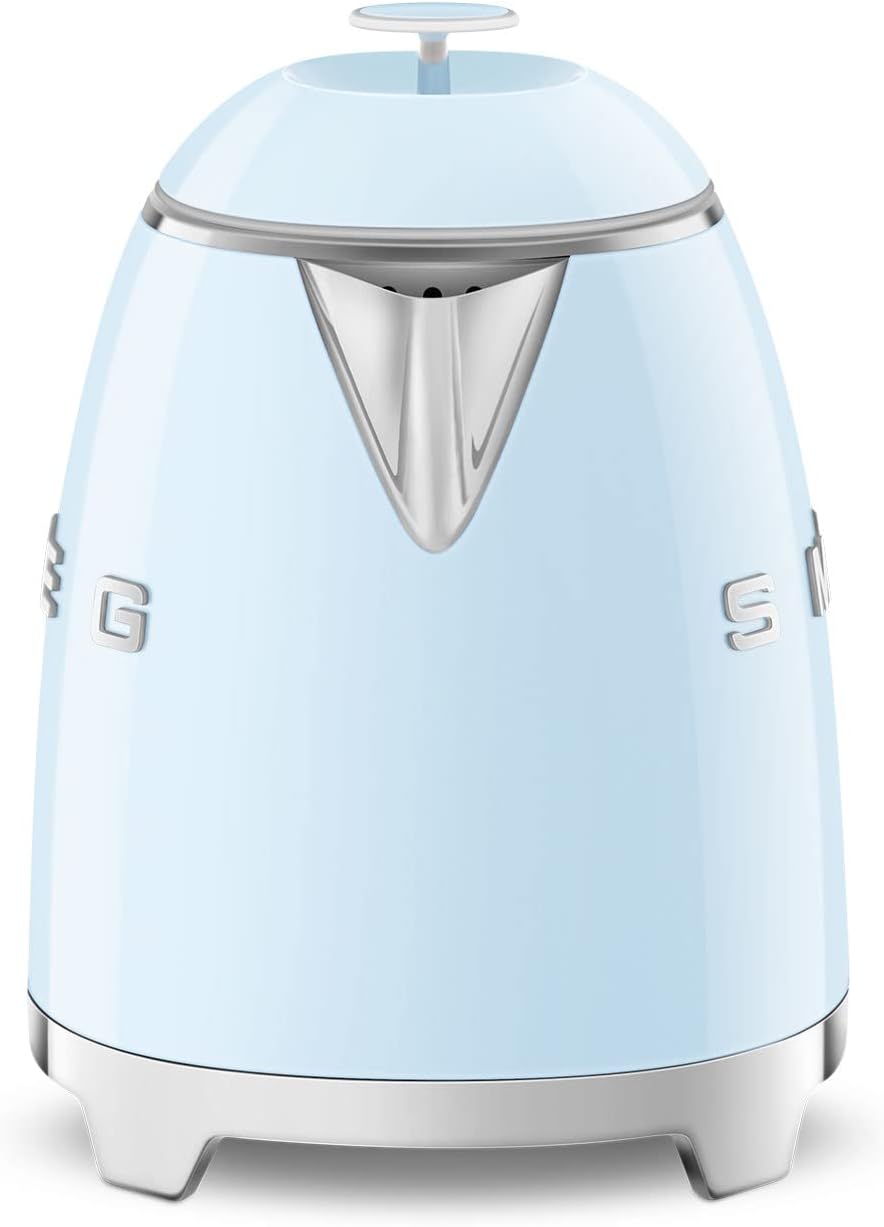 Smeg, KLF05PBEU Small Electric Kettle 0.8 L, Stainless Steel Filter, Safety Auto-Off, Water Level Indicator, Non-Slip Base and Integrated Cable Winder, Power 1400 W, Blue