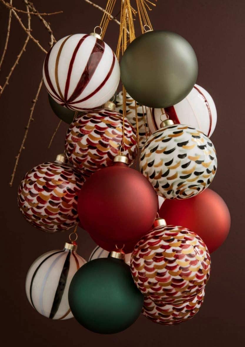 Holmegaard Souvenir Christmas Bauble Green Dots Diameter 8 cm