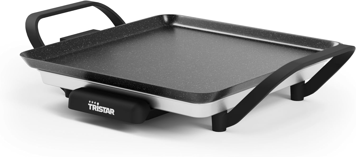 Tristar BP-2666 Slim S Table Grill - A Baking Surface of 28 x 28 cm - Adjustable Thermostat - Non-Stick Coating - Removable Fat Tray, Easy to Clean