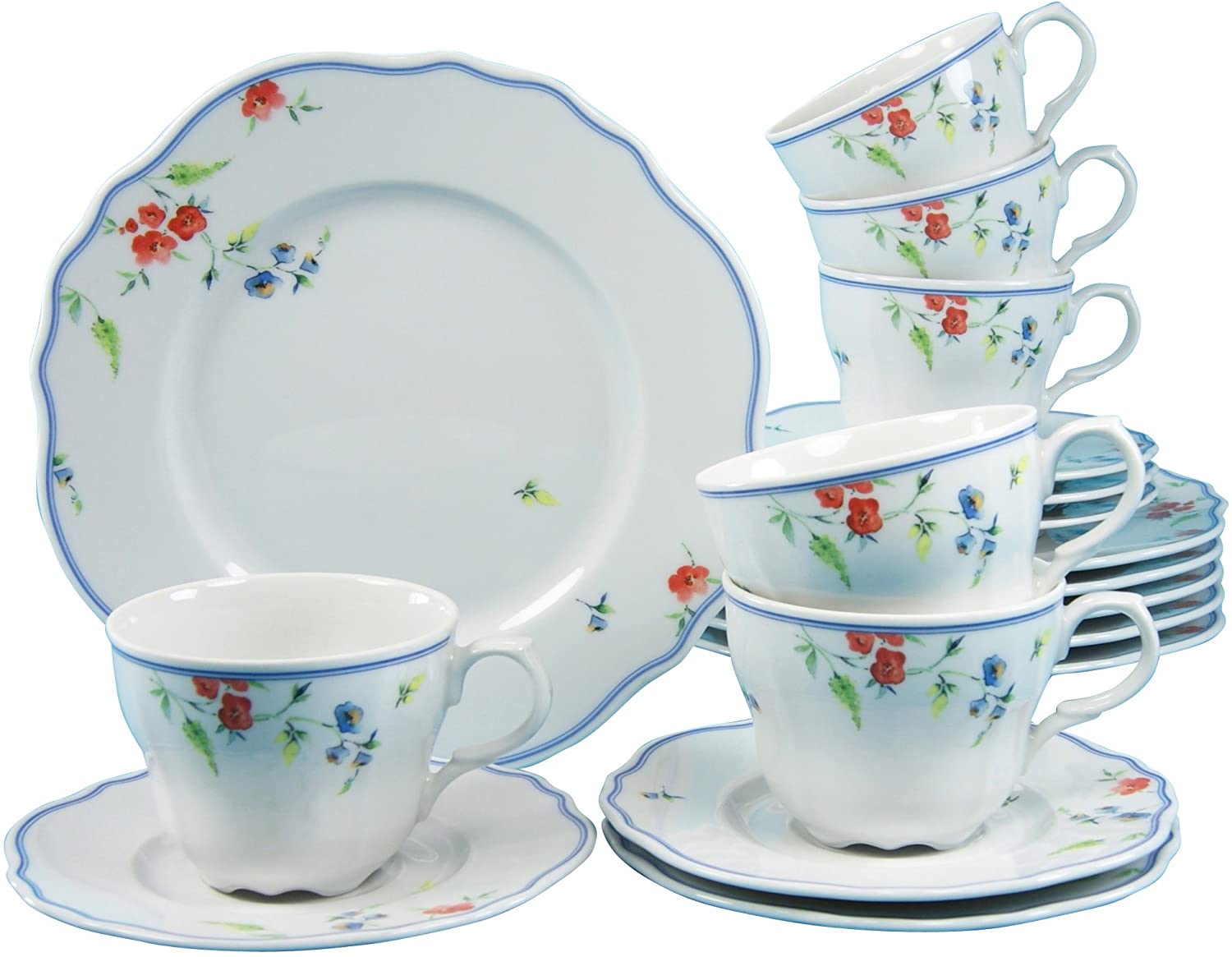 Creatable 20167 Series Gloria Melanie Porcelain Coffee Service 18 Pieces Tableware Set, Multi, 43 x 21.5 x 27 cm – Units