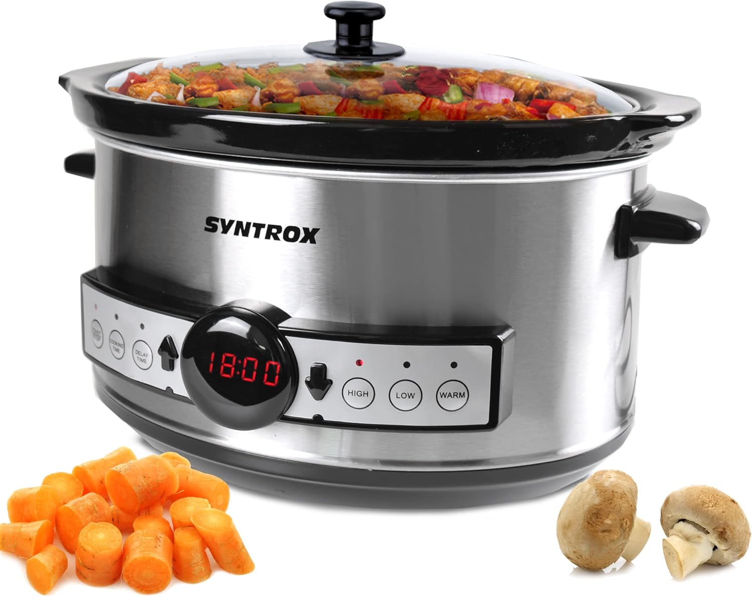 Syntrox Germany Slow Cooker Slow Cooker 3.5 L with Timer and Warming Function - Power 200 Watt