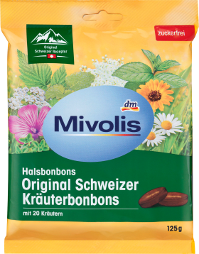 Mivolis Candy, Original Swiss herbs, sugar-free, 125 g