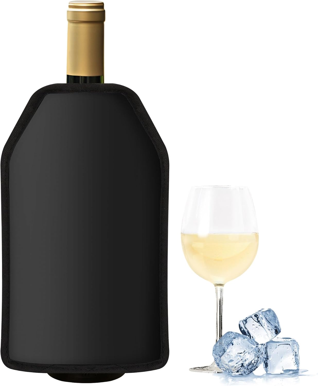 Gimars Wine Cooler Cuff Cooling Cuff Champagne Bottle Cooler Cover On the Go Wine Cuff Wine Bottle Cooler for Wine, Sparkling Wine, Champagne, Bottles 1 Piece (Black)