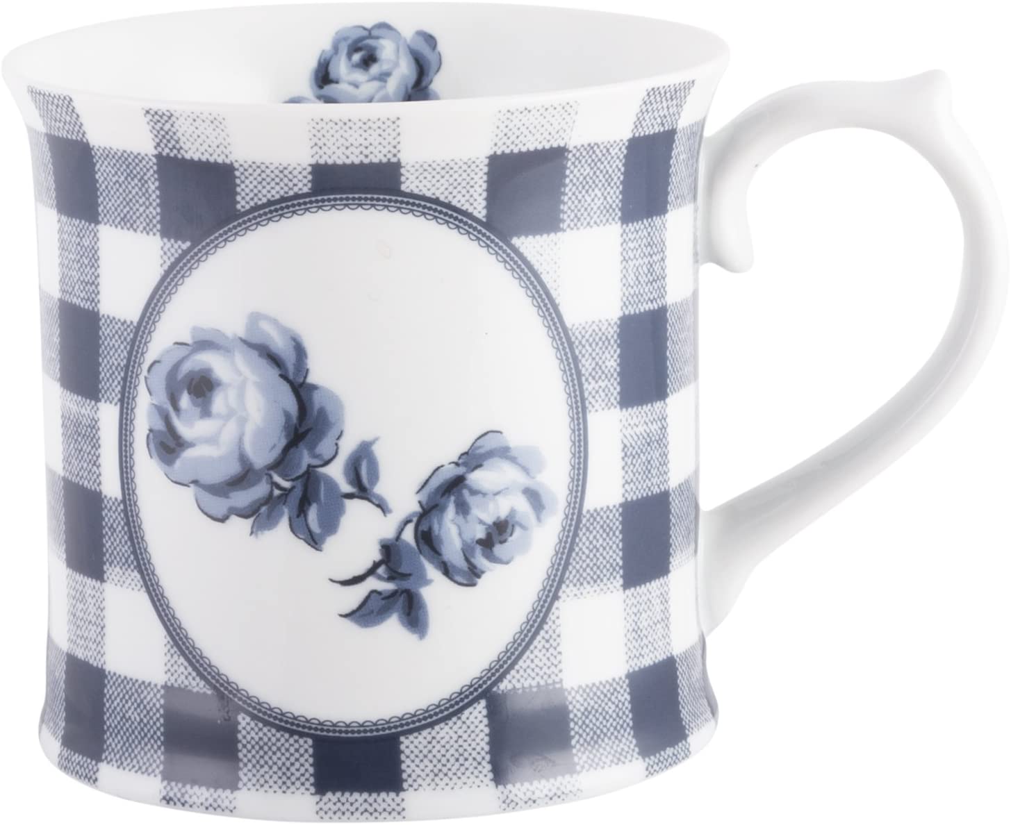CREATIVE TOPS Katie Alice Vintage Indigo Beer Stein/Mug – Gingham Porcelain Flower Design, Blue