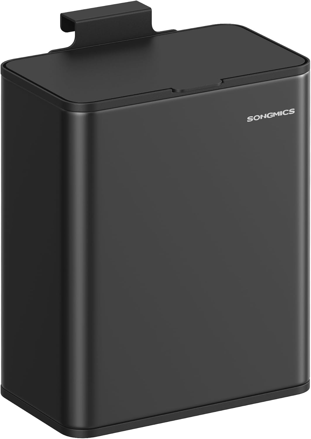 SONGMICS 8L Hanging Compost Bin Kitchen Steel Waste Bin with Lid for Organic Waste with Hook on Cabinet Door or Wall for Base Cabinet Bathroom Ink Black LTB810B01