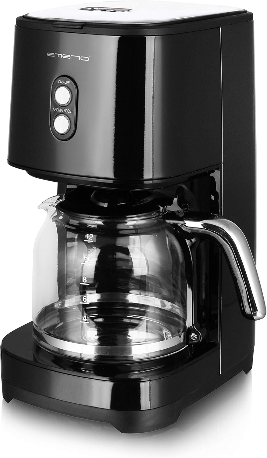 Emerio CME-121593 Filter Coffee Machine with Aroma Boost for Special Taste, Removable Permanent Filter, Retro Black