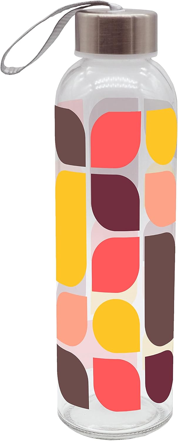 infinite by GEDA LABELS (INFKH) Unisex Youth Drinking Bottle Retro Pattern 500 ml Glass, Colorful