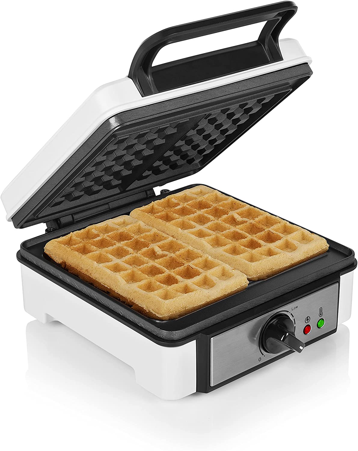 Princess Belgian Deluxe Waffle Iron - 1500 Watt, 10-Stage Thermostat, Non-Stick Coating, 26 x 22 cm, for 2 XXL Waffles, Matt Black, 132398