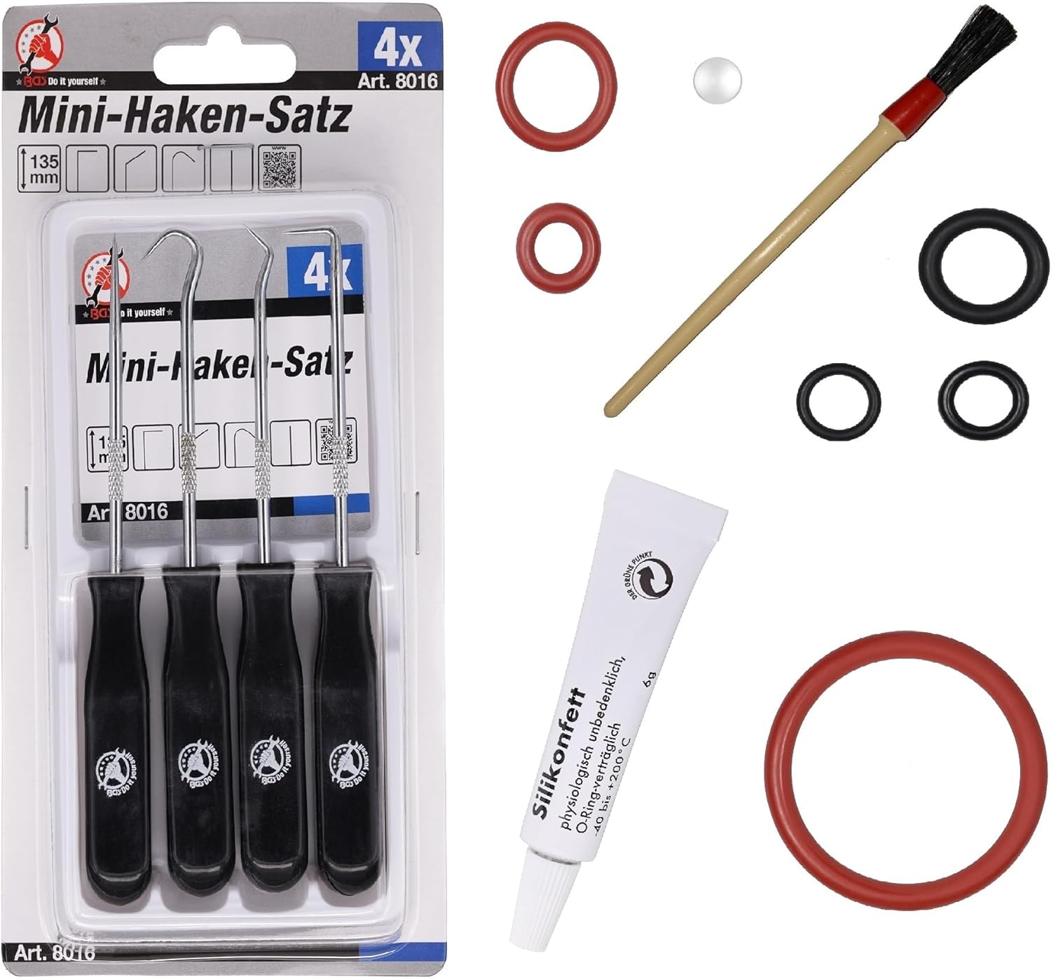 Snapworld-Kaffee Seal maintenance kit O-rings compatible with Philips Saeco Spidem Gaggia RI SM HD EP SUP for brewing group Supportventi outlet nozzle outlet valve crema valve (set 12 + 6g tube + brush + hook set)
