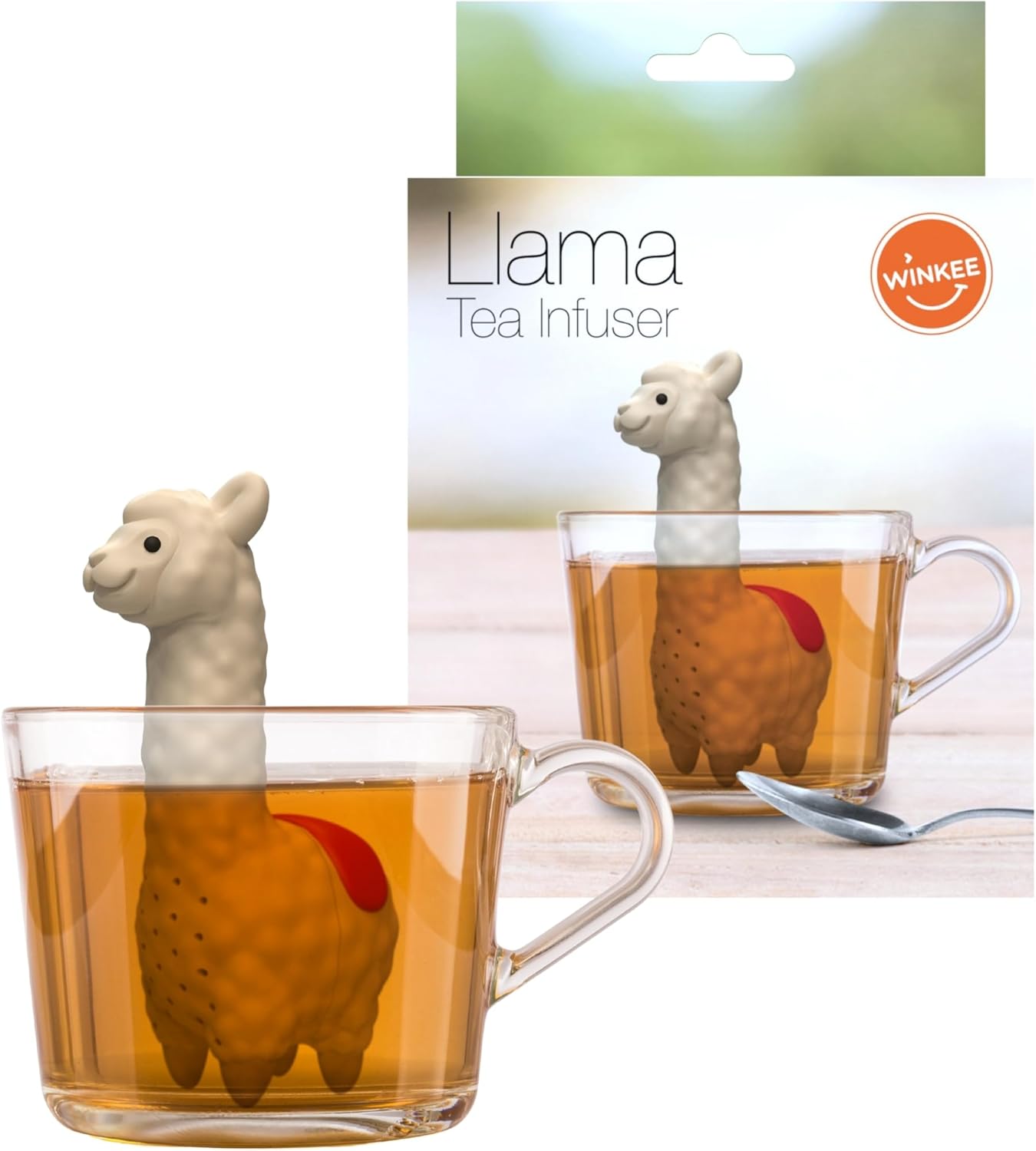 Winkee Store Winkee Cute Animal Tea Strainer – Tea Infuser for Loose Tea – Funny Tea Infuser – Tea Strainer for Cup – Spice Strainer Silicone – Tea Capsule Animal Figure (Lama)