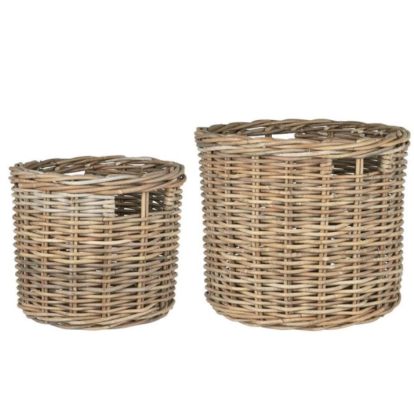 Ib Laursen baskets rattan round with handle (set of 2)