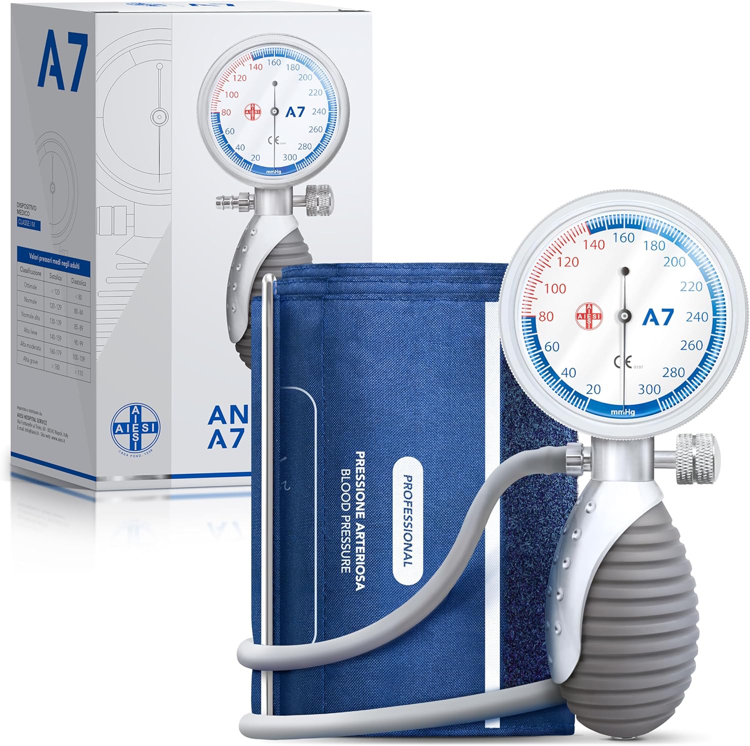 AIESI Professional Manual Aneroid Sphygmomanometer handheld type for adults DOCTOR ANEROID - Arm blood pressure meter