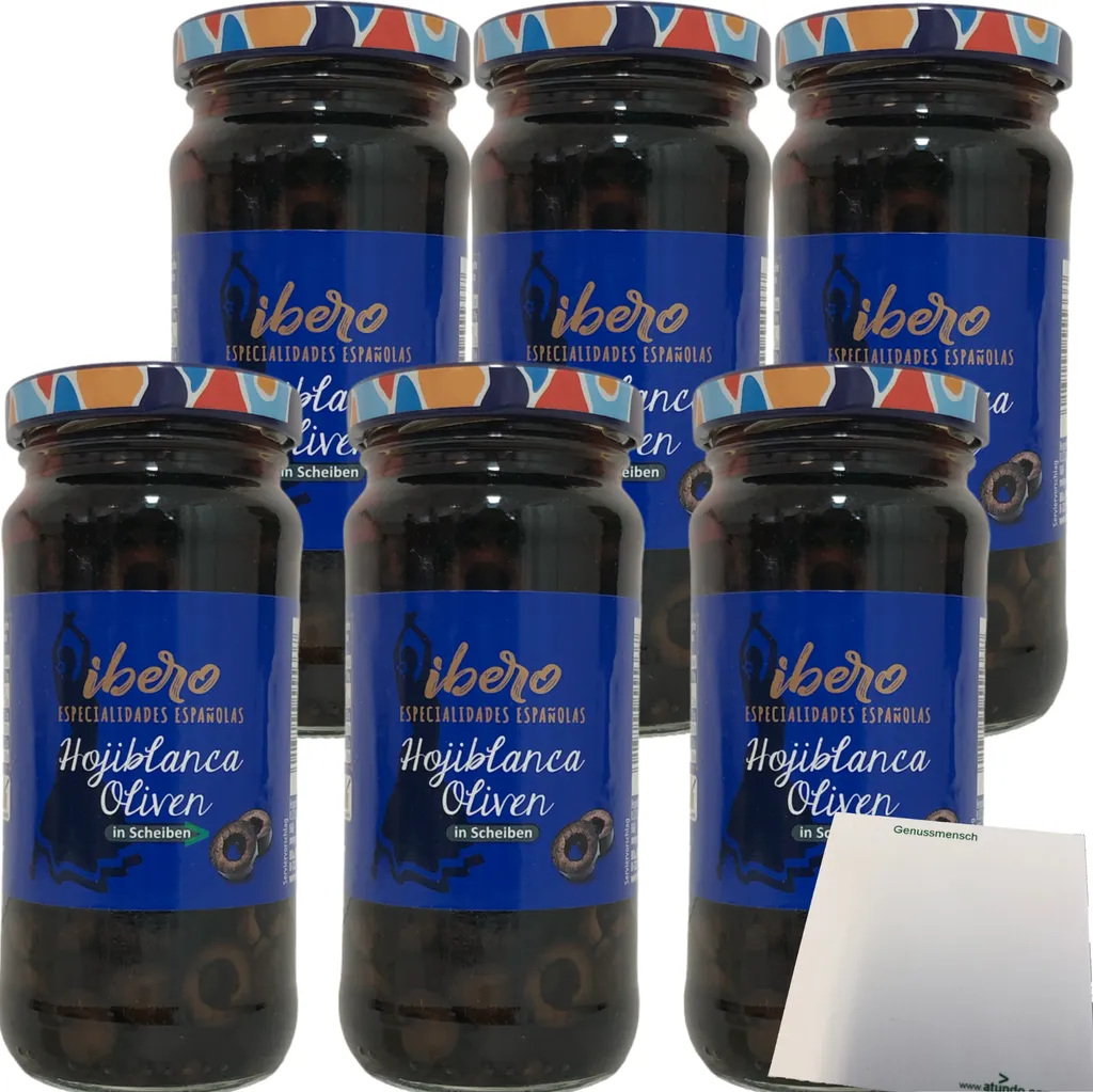 Ibero black Hojiblanca olives sliced ​​​​6-pack (6x230g jar) + usy block
