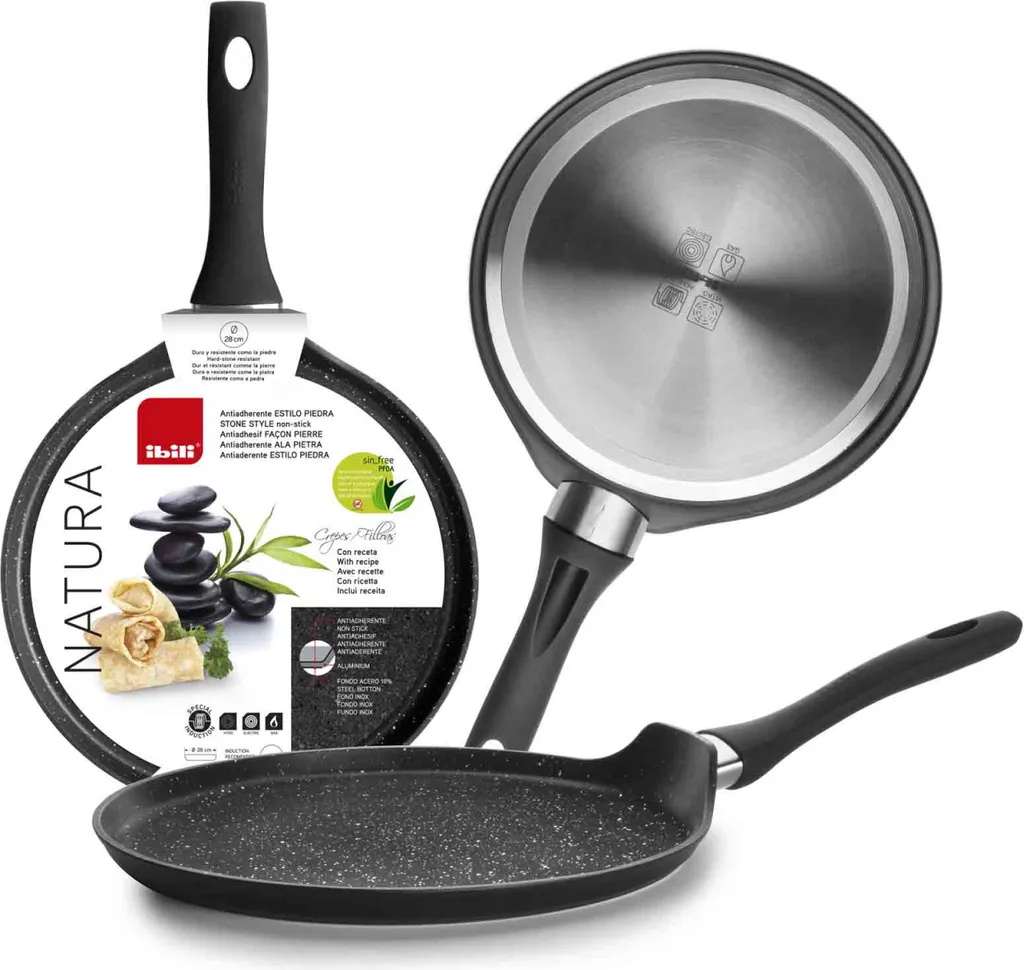 IBILI MENAJE, S.A. Ibili Pan Crepe Pancake Aluminum Non-Stick Ø25cm PFOA-free Induction-compatible Natura