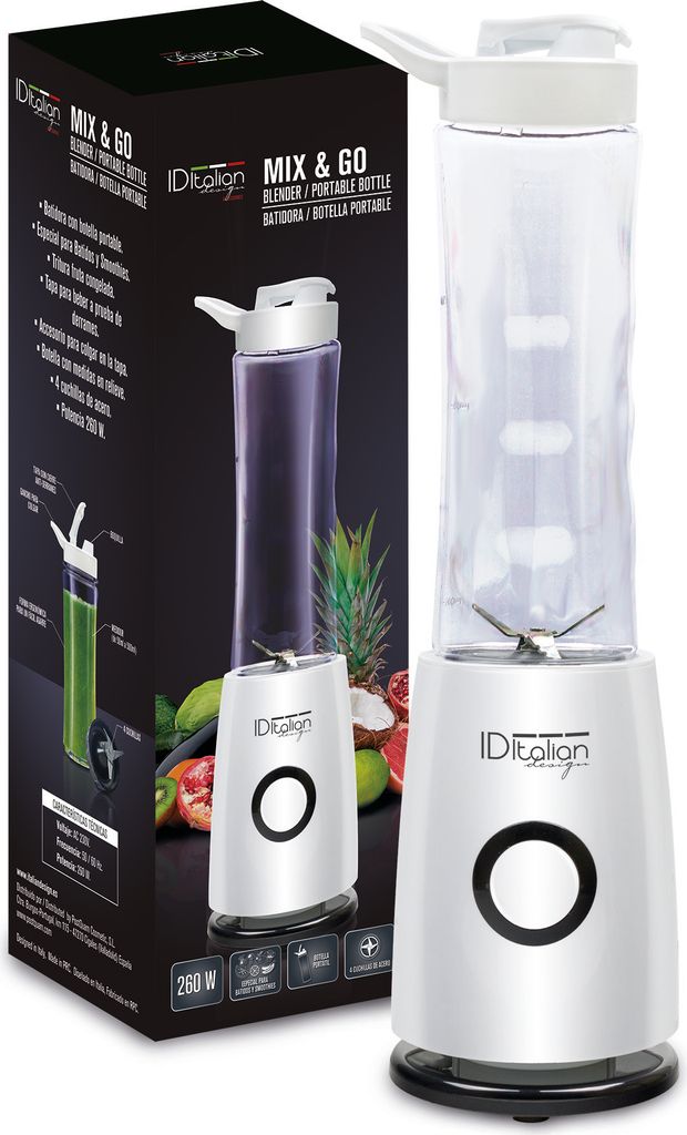 Postquam ID Italian 8432729063059 LICUADORA Mixer/Portable Bottle, 260w-IDECUROB06, Black