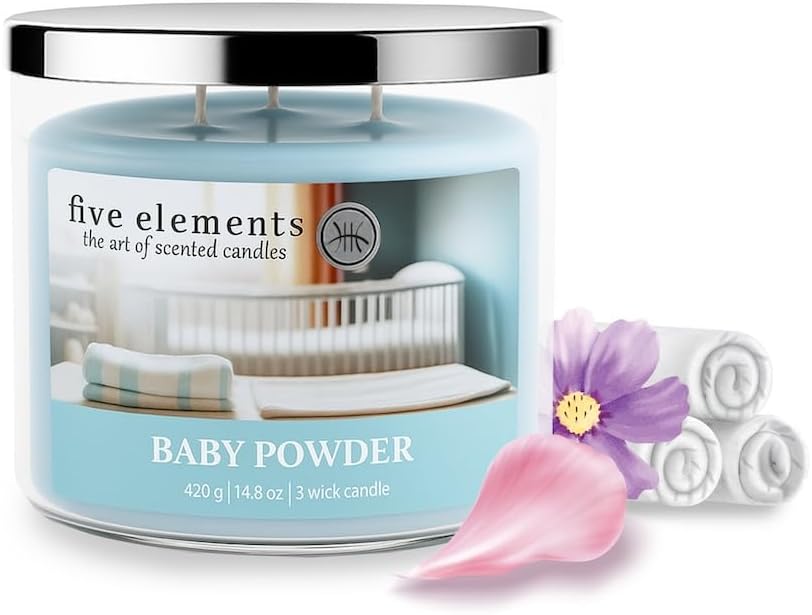 Five Elements Baby Powder Candle, 420 g, 3 wicks