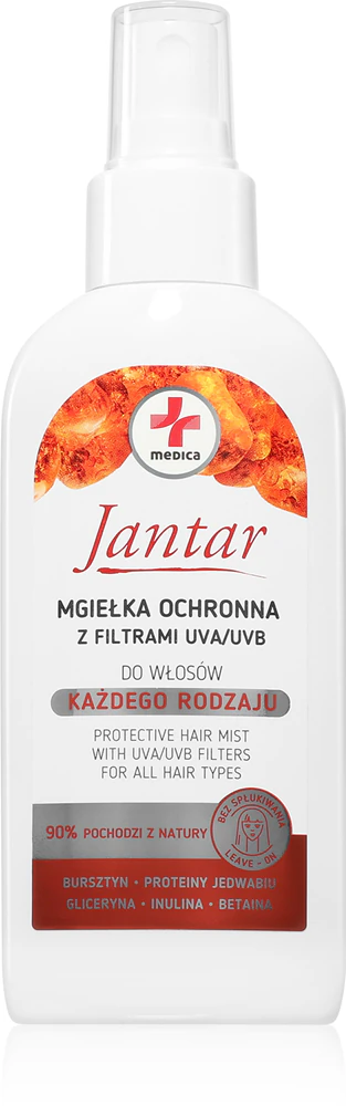 Ideepharm Jantar Medica spray mist for smoothing and easy styling of hair with UVA and UVB filters